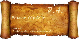 Petter Alpár névjegykártya